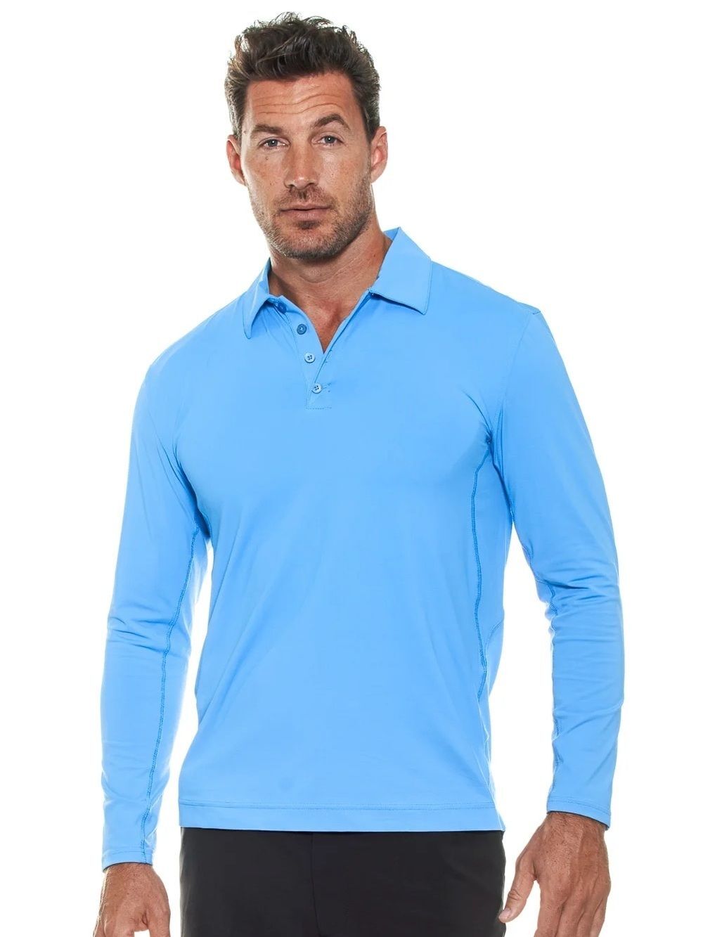 BloqUV Solid Blue Long Sleeve UPF 50 Collared Polo Golf Shirt Men’s Size XXL